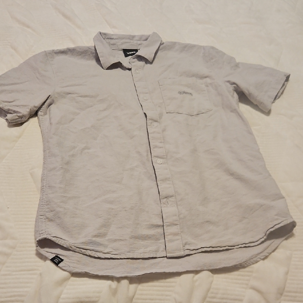 Vans Boy's Light Gray Short Sleeve Button-Down Shirt - Chest Pocket